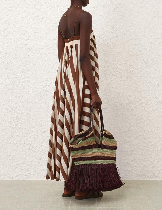 Daylight Stripe Maxi Dress in Choc/Cream Stripe