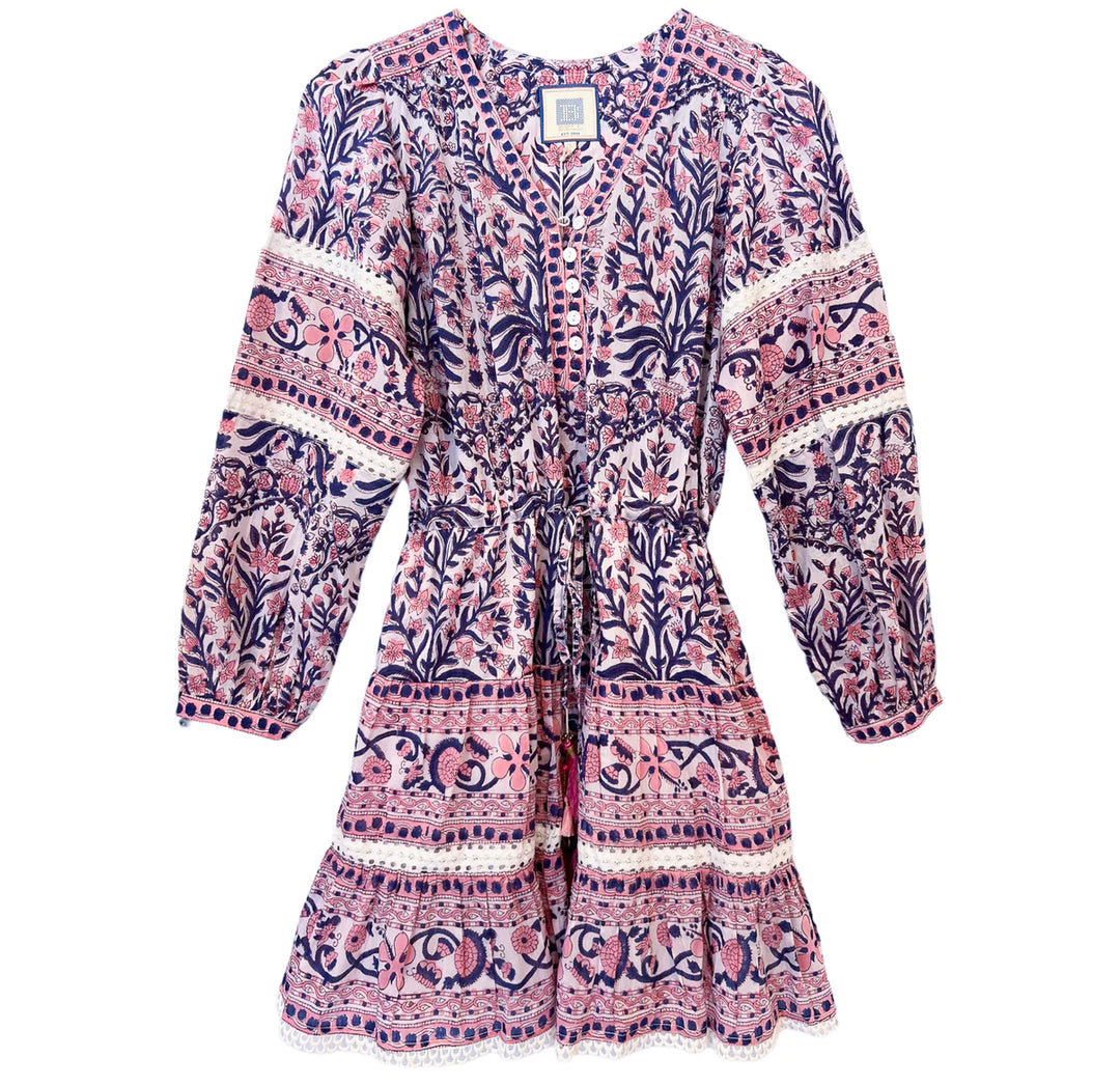 Patton Mini dress in blue and pink pattern