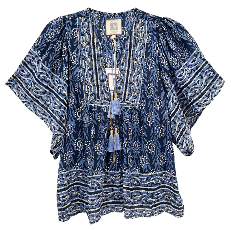 Angel top in Indigo blue print