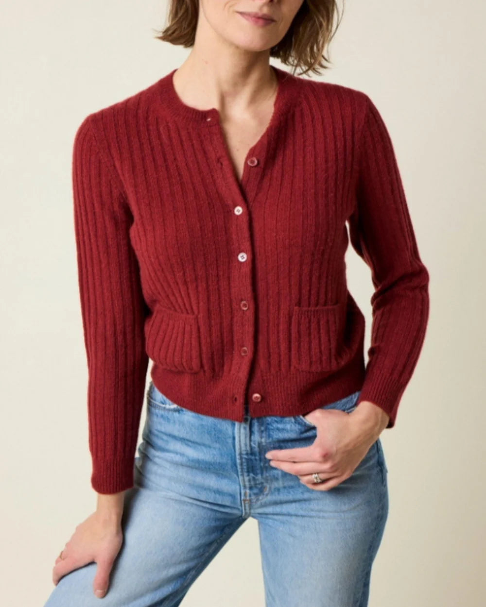 Danae Rib Cardigan in Malbec