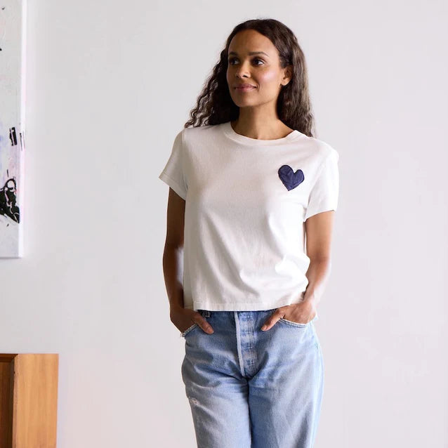 Suke Tee White with Blue Heart