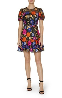 Yasmin Fall Foliage Mesh Embroidery Dress