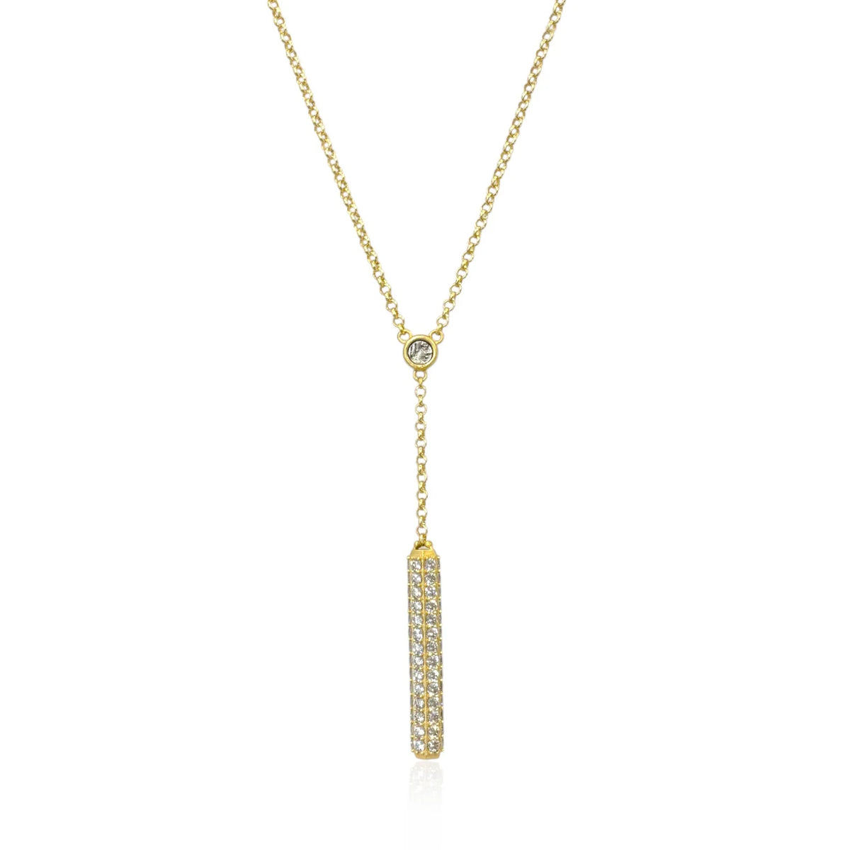 GOLD COLETTE PAVÉ LARIAT NECKLACE