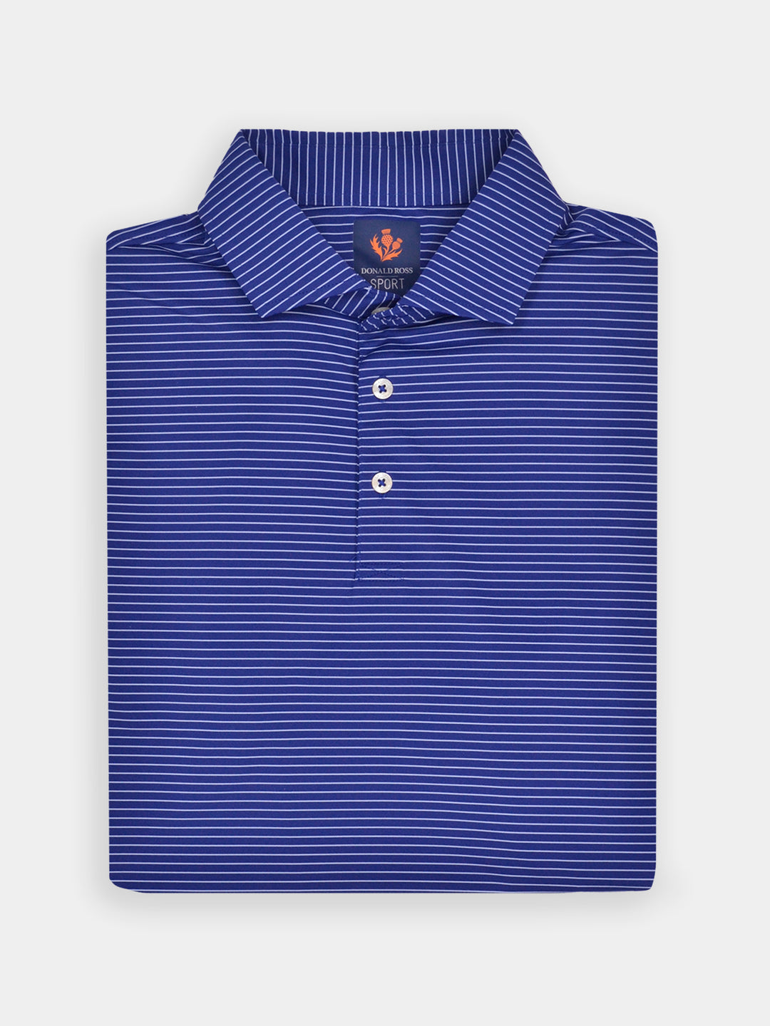 Clark Collared Sport Knit Shirt in Navy Stripe