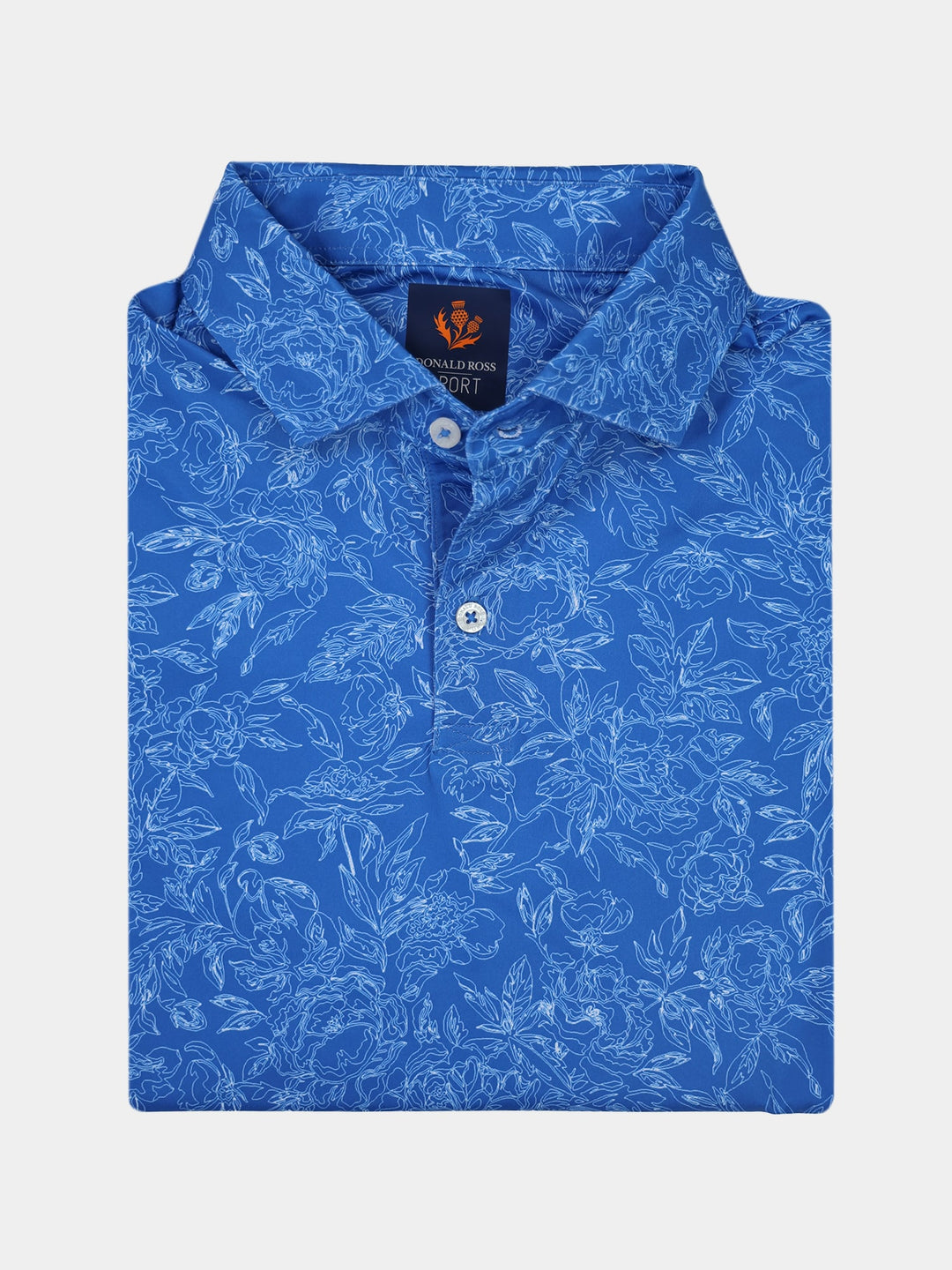 Jacques Collared Sport Knit Shirt in Blue Floral Print