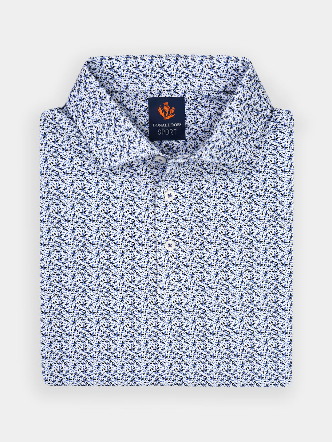 Simon Collared Sport Knit Shirt White & Black & Iris Floral