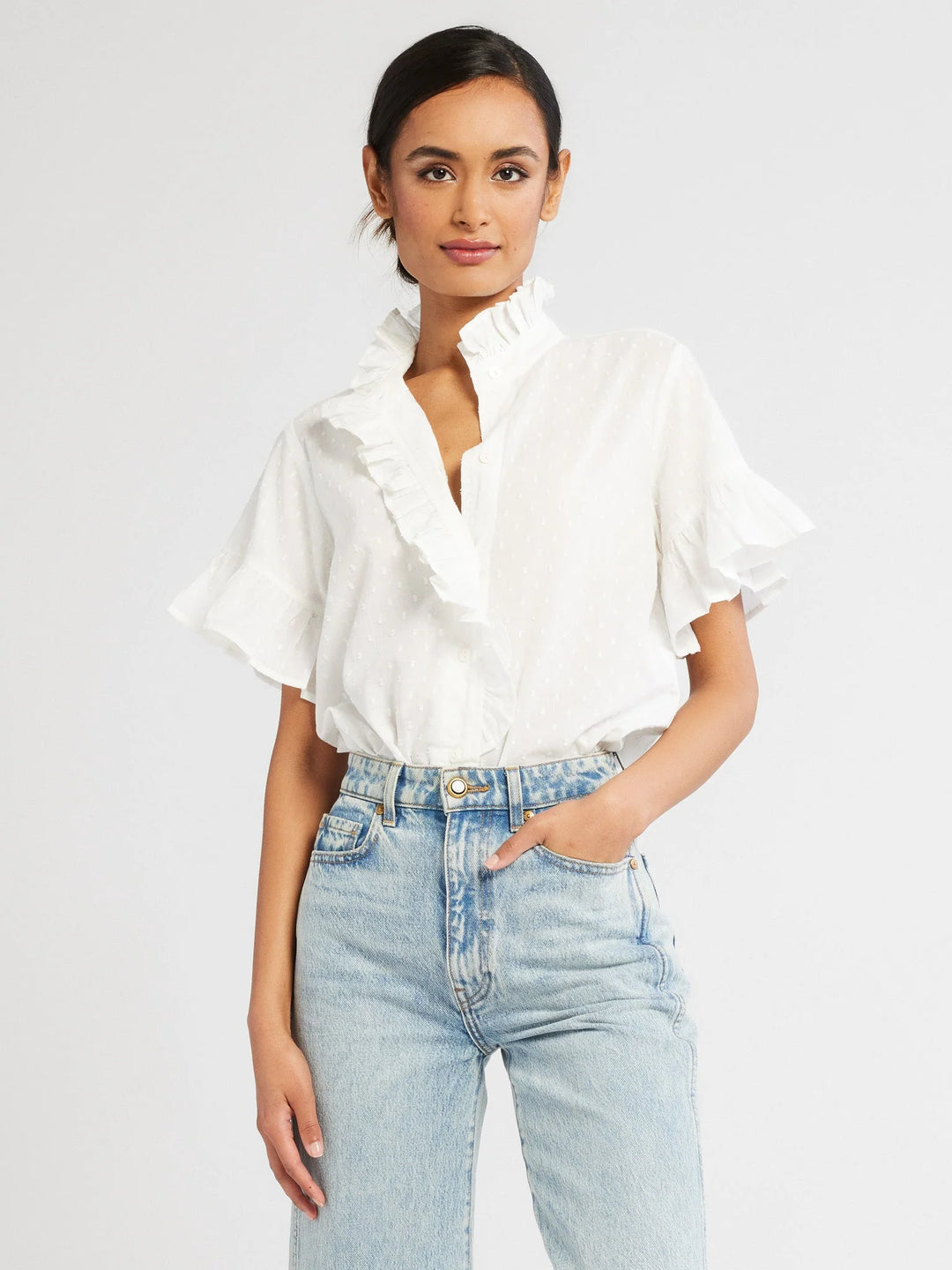 Vanessa top in swiss dot pearl