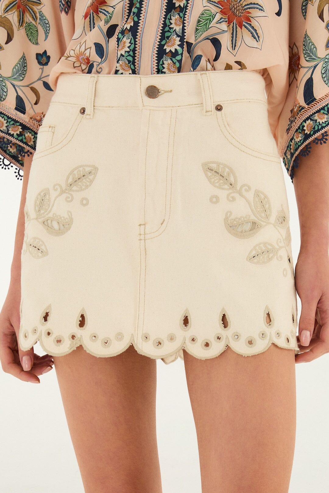 Off-White Canva Scallop Richelieu Skirt