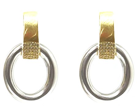 Mixed Metal Ellipse Earrings