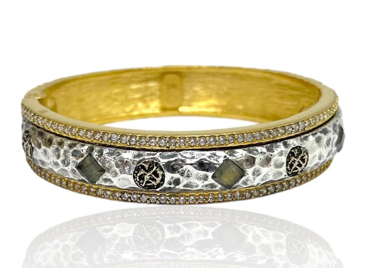 Gold & Labradorite Mota Oval Coin Bangle