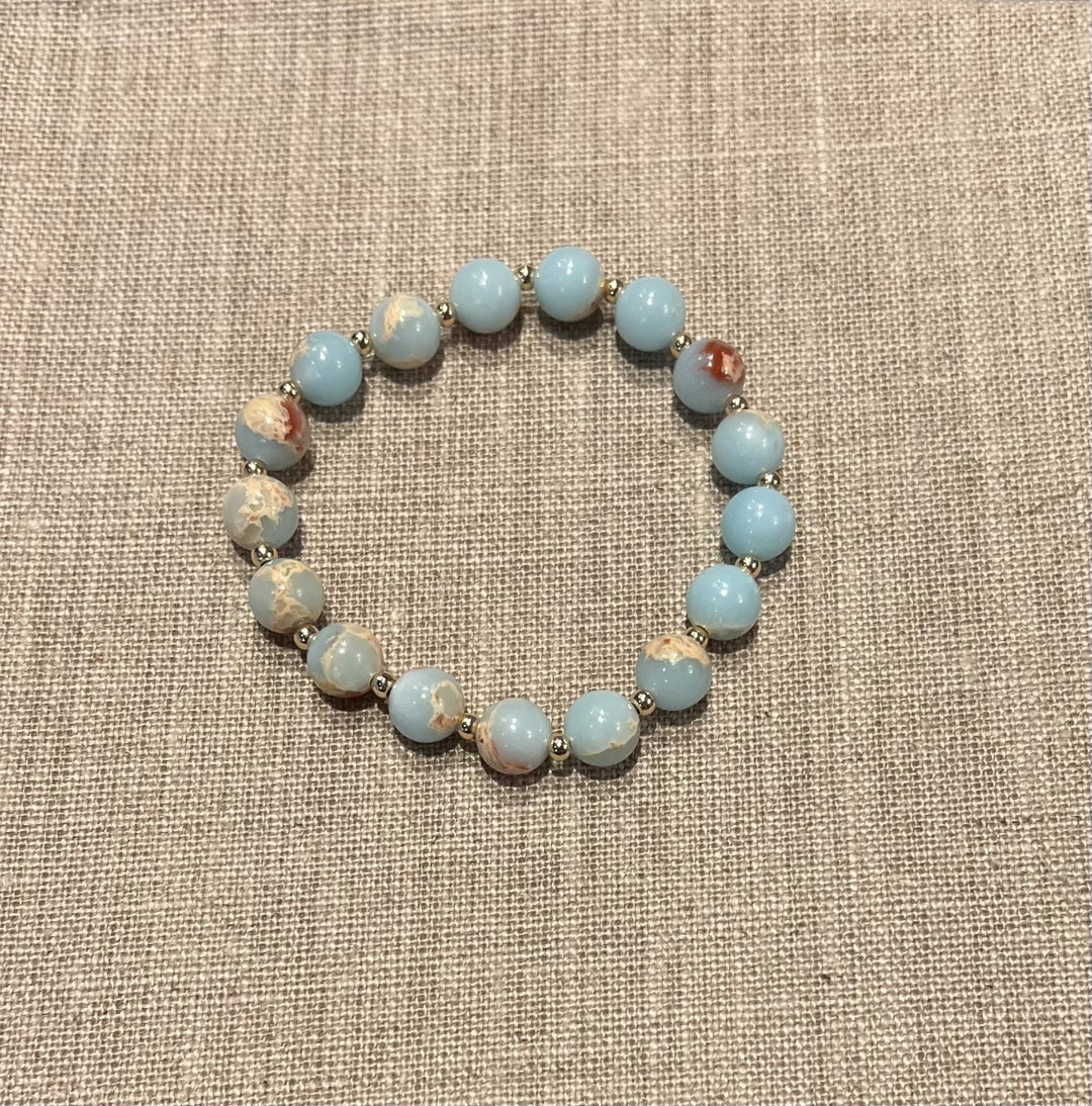 Imperial Jasper & 14K GF Stretch Bracelet