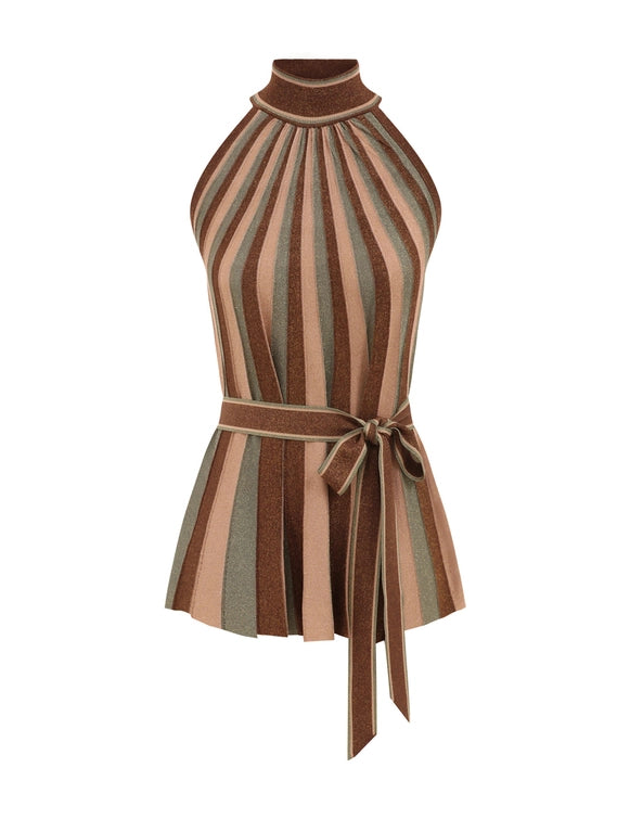 Hypnotic Halter Top Metallic Green Stripe