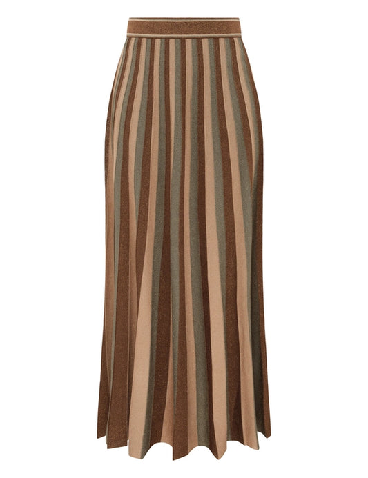 Hypnotic Midi Skirt Metallic Green Stripe