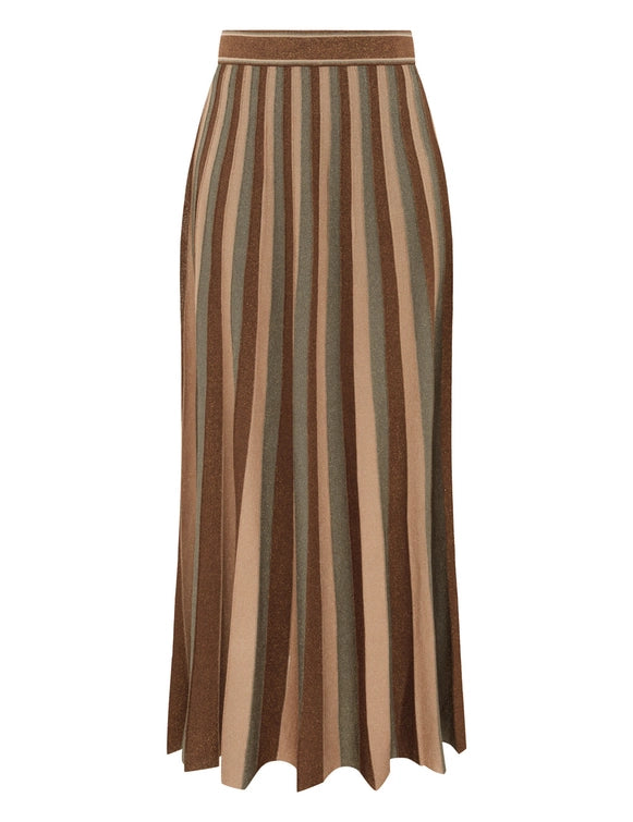 Hypnotic Midi Skirt Metallic Green Stripe