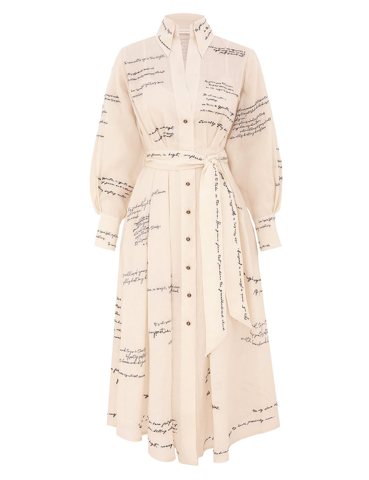 Dream Poem Embroidered Shirt Dress