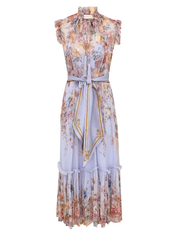 Valiant Flutter Dress in Blue Floral