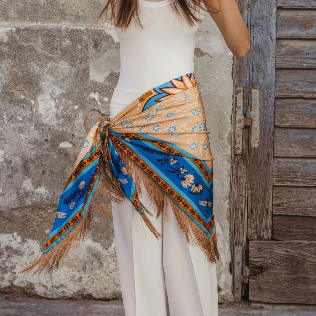 Gaia Silk Fringe Bandana