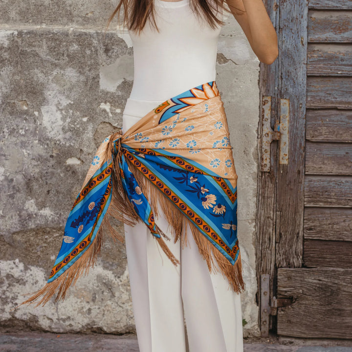 Gaia Silk Fringe Bandana