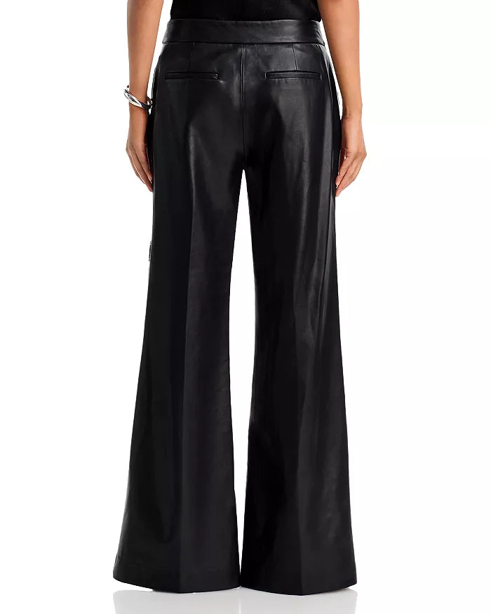 Nash Faux Leather Beaded Wide Leg Pants