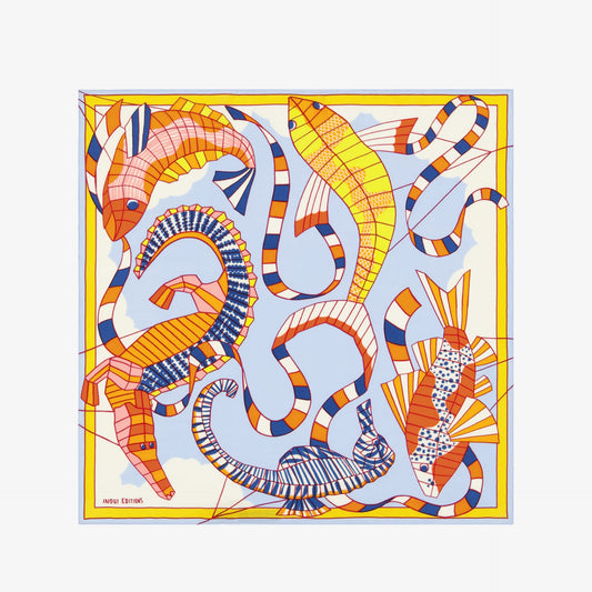 SQUARE / CARRE 65 CERFS VOLANTS ORANGE/ORANGE