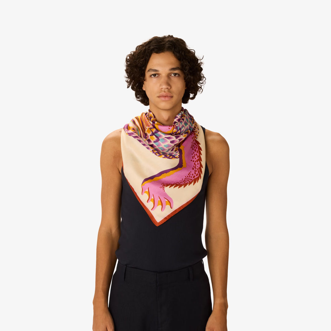 Carre 100 Croco White Square Scarf