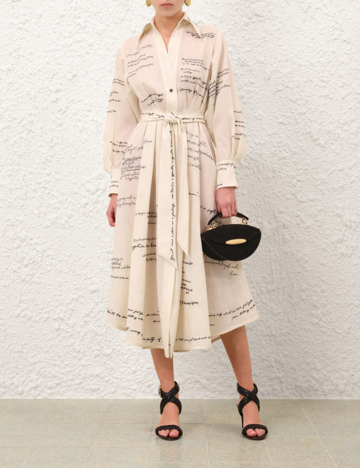 Dream Poem Embroidered Shirt Dress