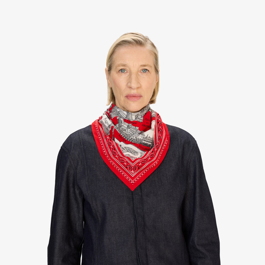Louvre Square Scarf 65 in Red