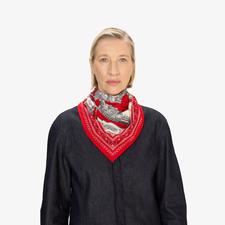 Louvre Square Scarf 65 in Red