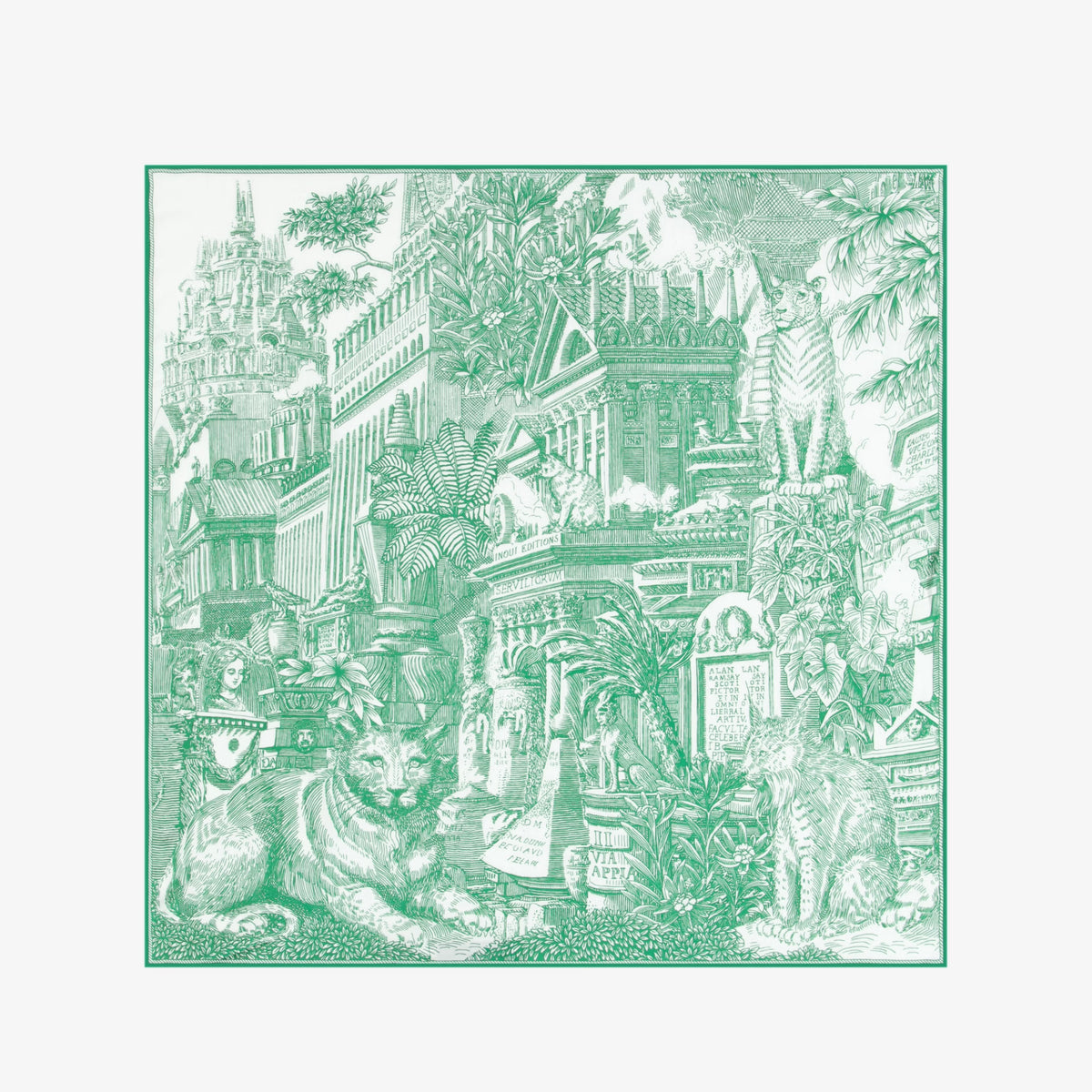 Carre 65 Piranesi Green Square Scarf