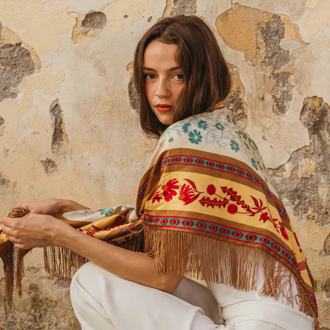 Gaia Silk Fringe Bandana