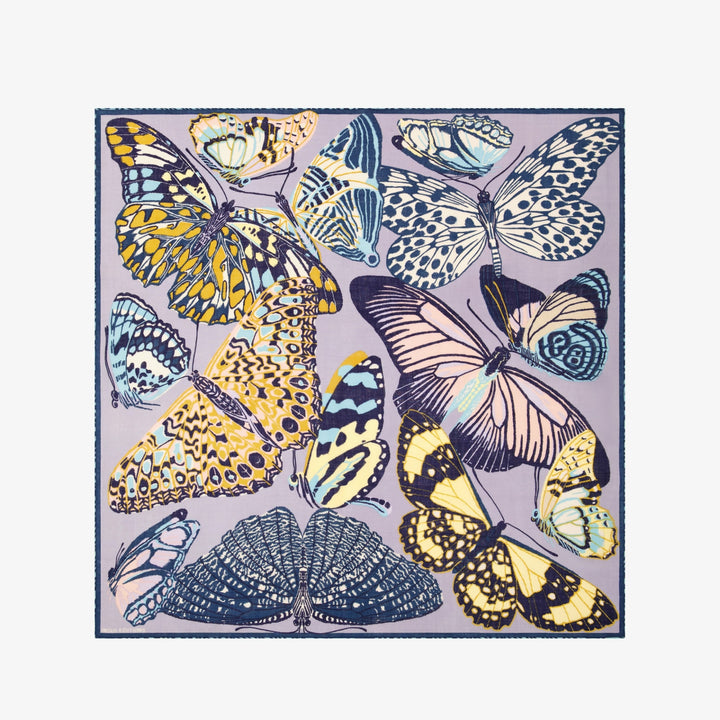 Papillons Square 130 Scarf in Grey