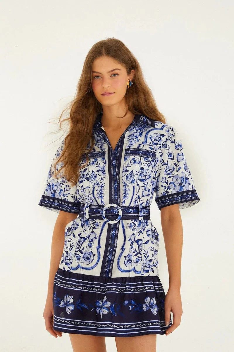 off-white porcelain garden linen mini dress