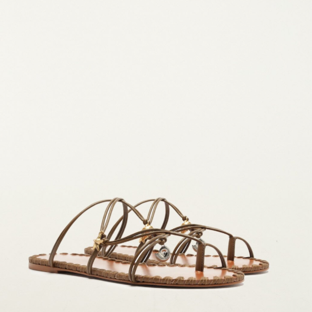 Sea Flat Sandal: Sand and Walnut
