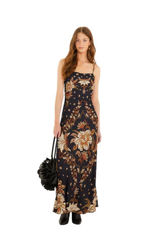 MAJESTIC GARDEN BLACK SLIP DRESS