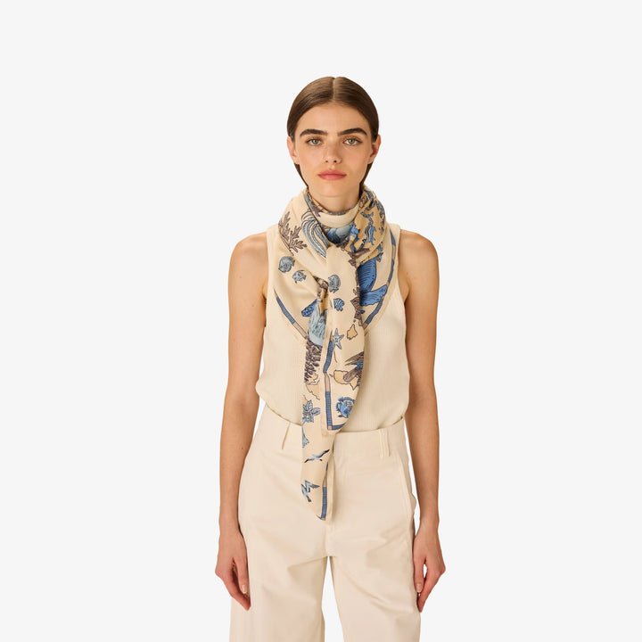 Carre 130 Atlas White Square Scarf