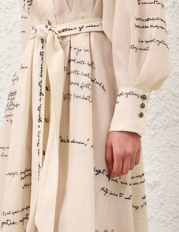Dream Poem Embroidered Shirt Dress