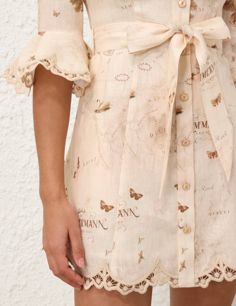 Applique Mini Dress in Map Print