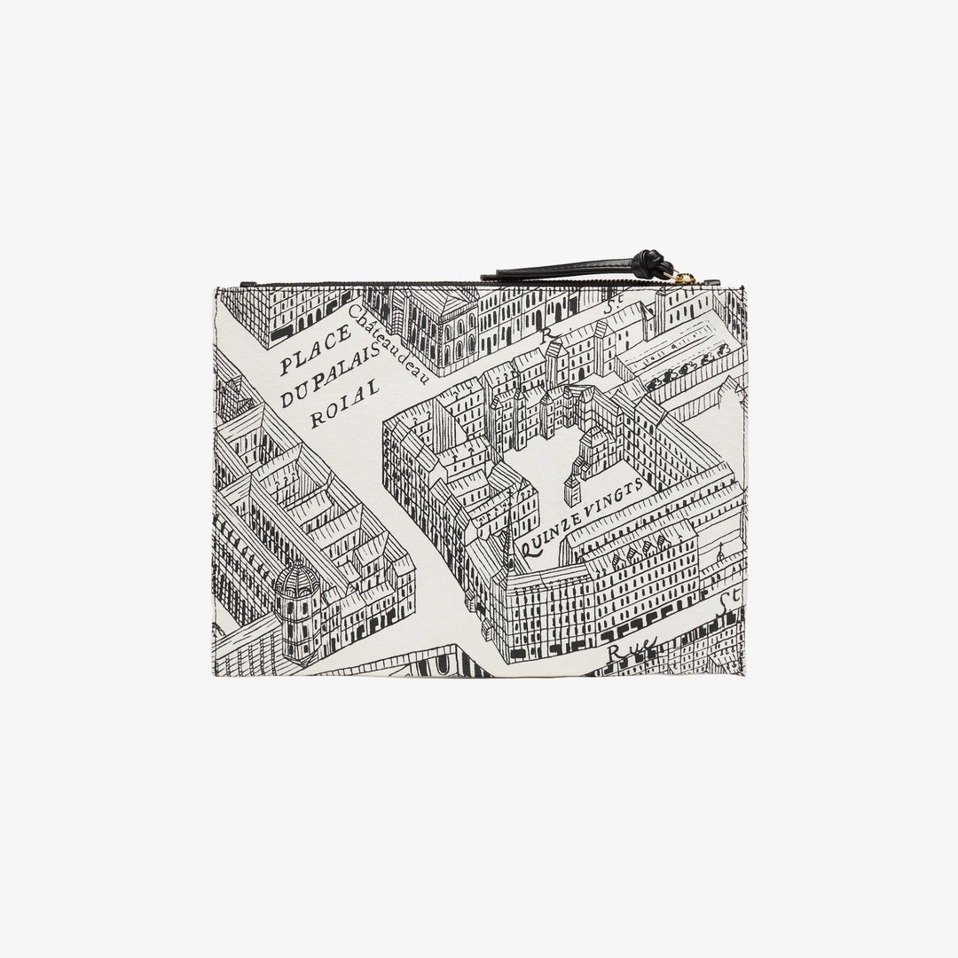 Pouchette Louvre in Black/Ecru