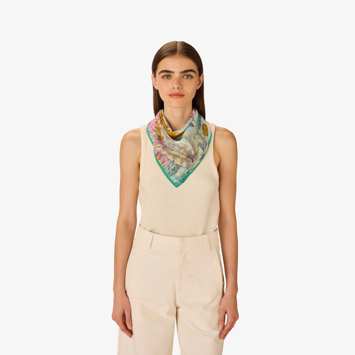 Carre 65 Cotton Robinson Blue Square Scarf
