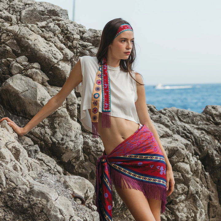 Gaia Silk Fringe Bandana
