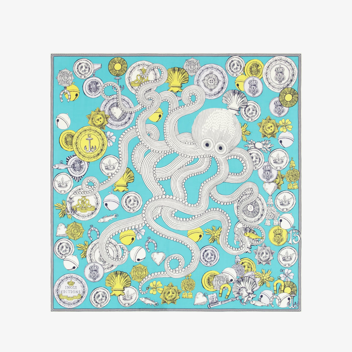 Carre 65 Octopus Turquoise Square Scarf