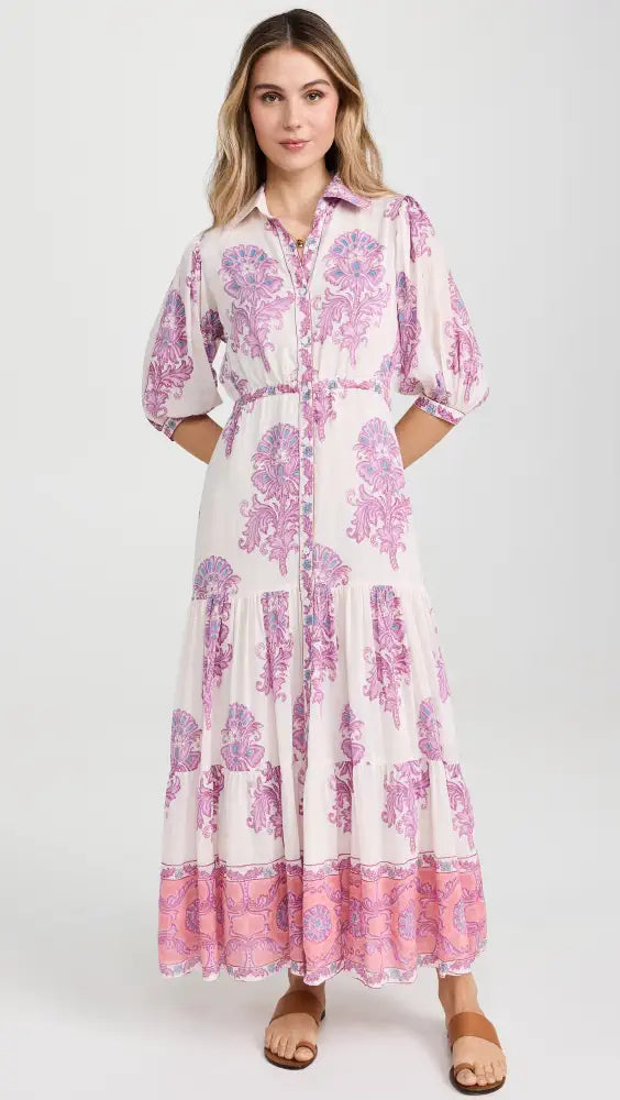 Blair Maxi Dress in Purple flower print