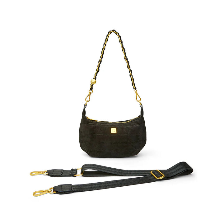 Mini Moon Bag in Black Suede