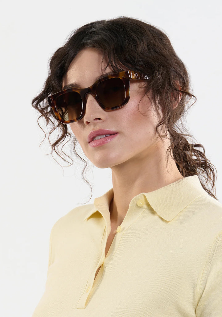 Celeste Polarized Sunglasses in Maple and Crystal