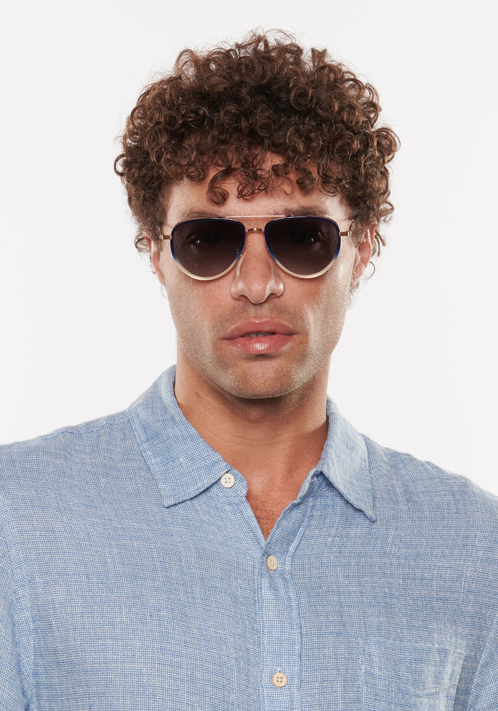 Coleman Sunglasses in Matte Indigo and Gravity
