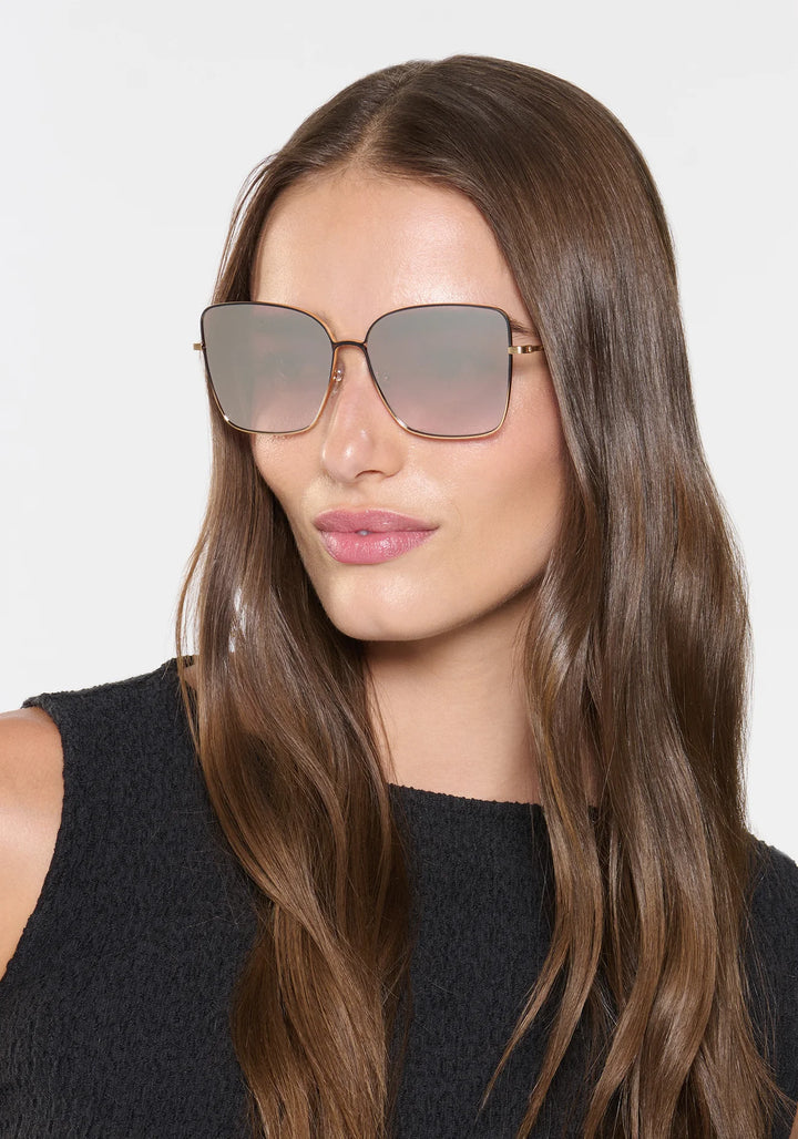 Dolly Sunglasses in Matte Black Fade + Crystal Mirrored