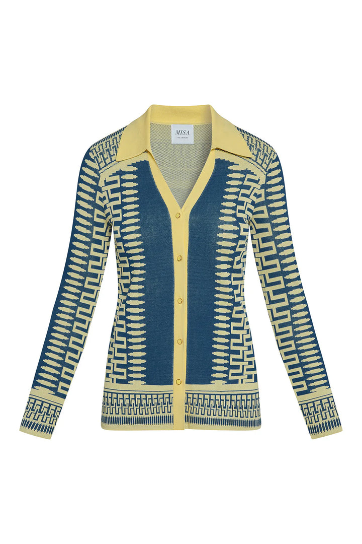 Dulce Top: Aegean Geometry Blue