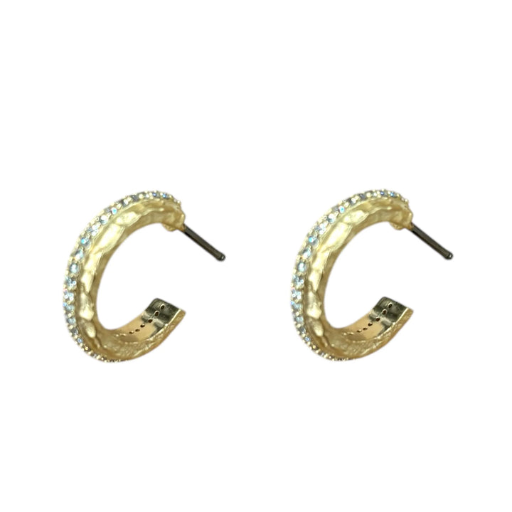 Mini Egy Crystal Thin Hoop Earrings in Gold