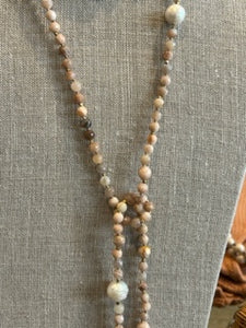 Pink Moonstone and Baroque Pearl Large Lariat