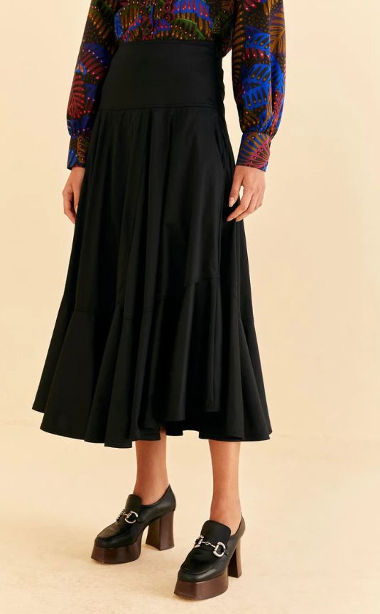 Black Ruffle Maxi Skirt